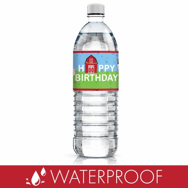 Barnyard Farm Animals:  Kid s  Birthday - Water Bottle Labels - 24 Waterproof Stickers Cheap - Image 5