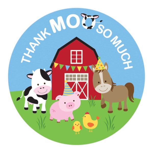 Barnyard Farm Animals:  Kid s Birthday - Thank You Stickers - 40 Stickers Fashion