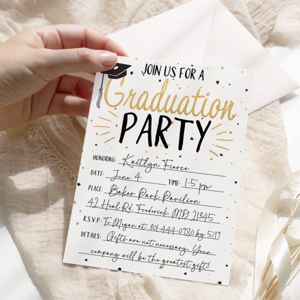 Graduation Party Invitation Cards with Envelopes - 25 Count Supply - Image 2