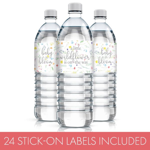 Little Wildflower: Girl s Baby Shower Water Bottle Labels -Spring - 24 Floral Party Favor Stickers Sale - Image 4
