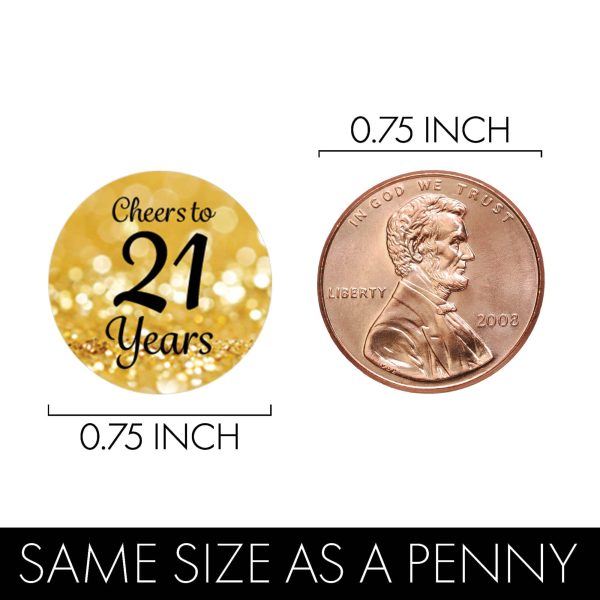 21st Birthday: Black and Gold - Party Favor Stickers - Fits on Hershey s Kisses - 180 Stickers Online - Image 3