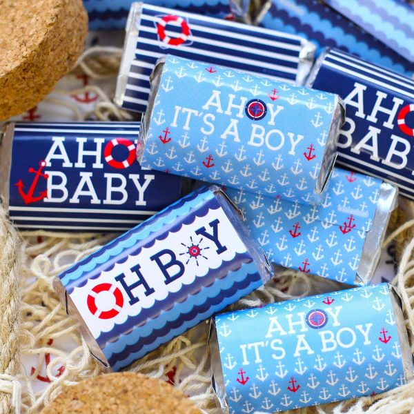 Ahoy It’s a Boy: Baby Shower - Mini Candy Bar Stickers - 45 Stickers Hot on Sale - Image 2