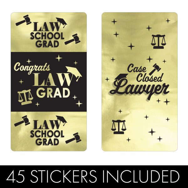 Graduation Class of 2025: Black and Gold Law School Graduation Party Favors - Mini Chocolate Candy Bar Wrapper Labels - Fits on Hershey® Miniatures - 45 Stickers Supply - Image 3