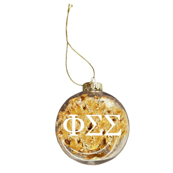 Phi Sigma Sigma Clear Ball Ornament With Gold Foil on Sale