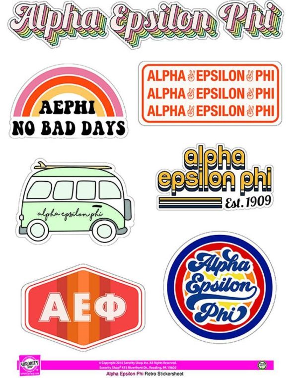 Alpha Epsilon Phi Retro Sticker Sheet Hot on Sale
