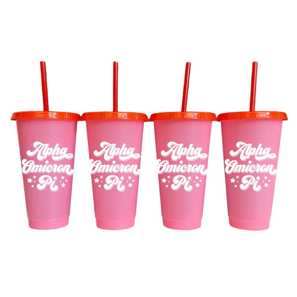 Alpha Omicron Pi Glitter Color Changing Cup 4-Pack Online now