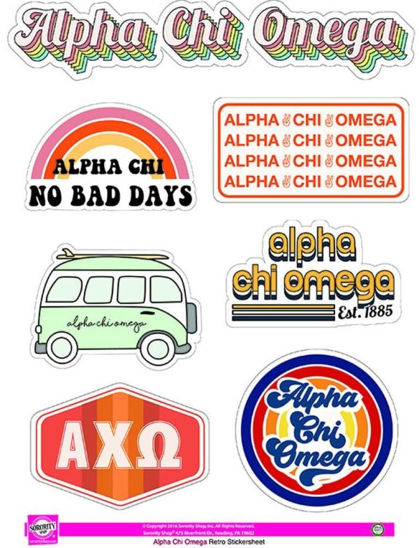 Alpha Chi Omega Retro Sticker Sheet Fashion