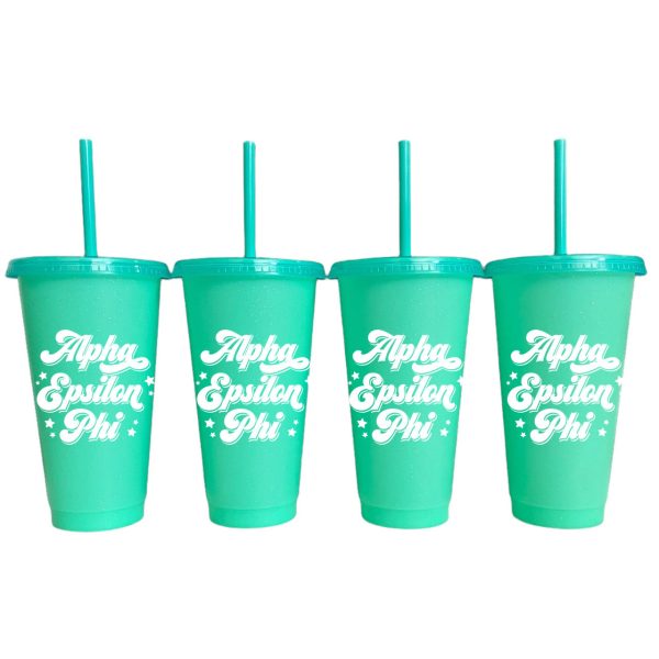 Alpha Epsilon Phi Glitter Color Changing Cup 4-Pack Hot on Sale